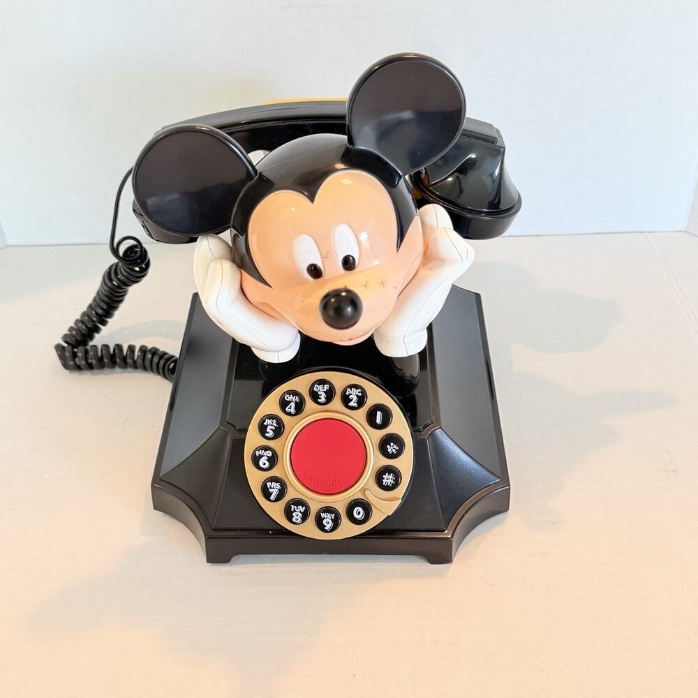 Telemania Disney Mickey Mouse Desk Phone Corded Telephone Black Pulse/Tone